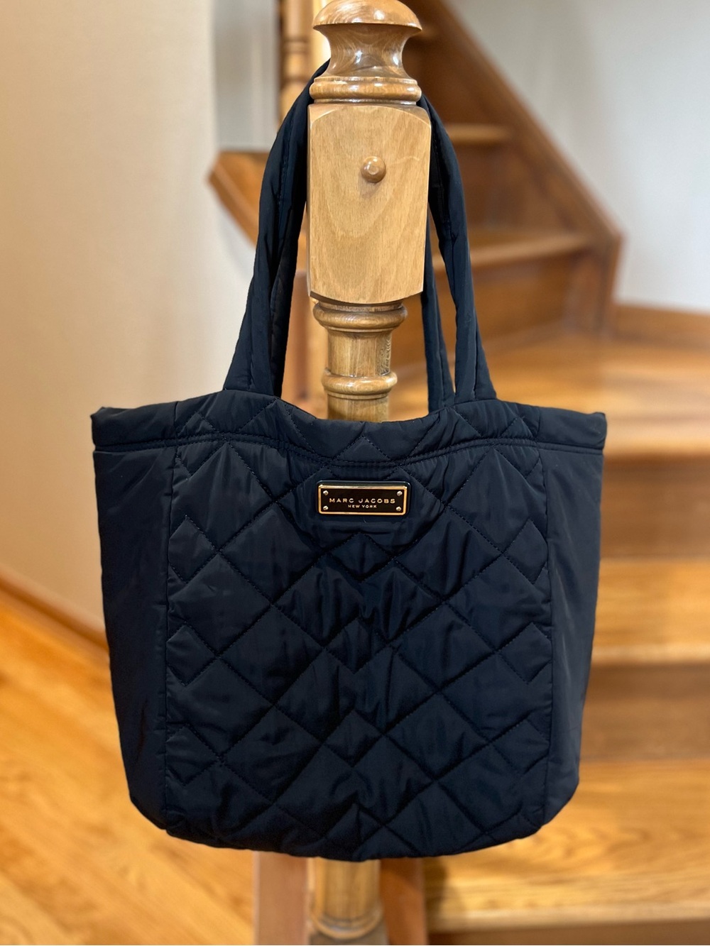 Marc Jacobs Black Quilted Shopper Tote Nylon EUC